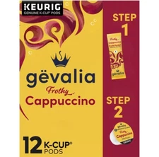 Gevalia Cappuccino K Cup Espresso Coffee Pods Cappuccino Froth Packets 12 Ct
