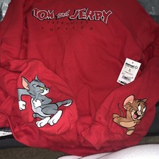 Tom and Jerry Sweater Youth Size Medium 7-9 Red Pullover PolyCttn Cartoon