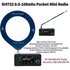 0.5-108mhz Portable Radio LSB USB AM FM Pocket Mini Radio 1.9inch IPS Screen