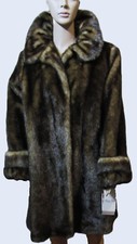 Nwt Stunning Realistic Jerry Lewis Brown Faux Fur Mink Coat Sz Small Runs Large!