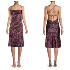 Danielle Bernstein cowl back paisley print sleeveless dress XS