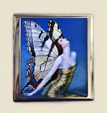 Art Deco Butterfly Cigarette Case Business Card ID Holder Wallet Fairy Woman