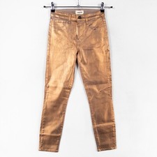 L'AGENCE Jeans Sz 25 Margot High Rise Skinny Jegging Copper Coated Stretch NEW