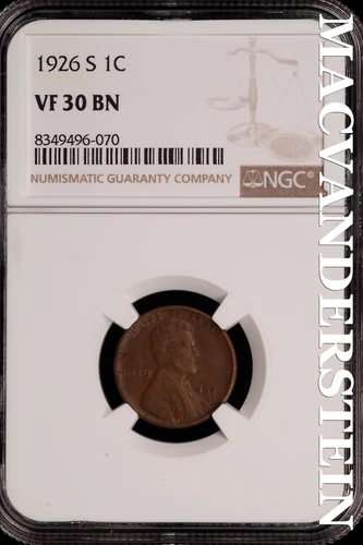 1926-S Lincoln Wheat Cent - NGC VF 30 BN - Scarce  No Reserve  #SLH200