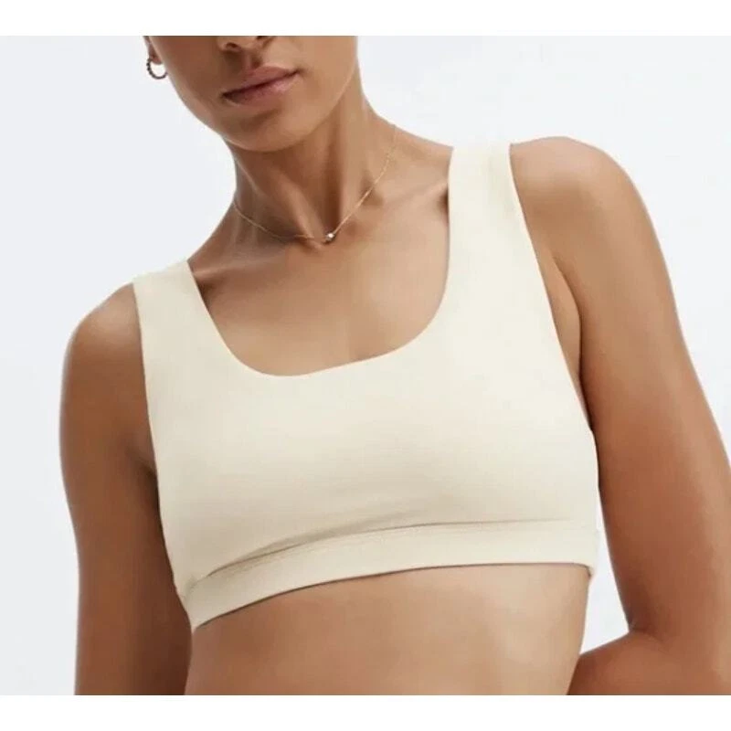 fabletics cream lola low impact athletic sports tank-bra