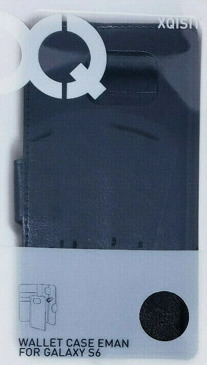 Xqisit Funda Cartera Negra Eman para Samsung Galaxy S6 Cubierta Protectora Puerta Trasera Foto 2 de 4