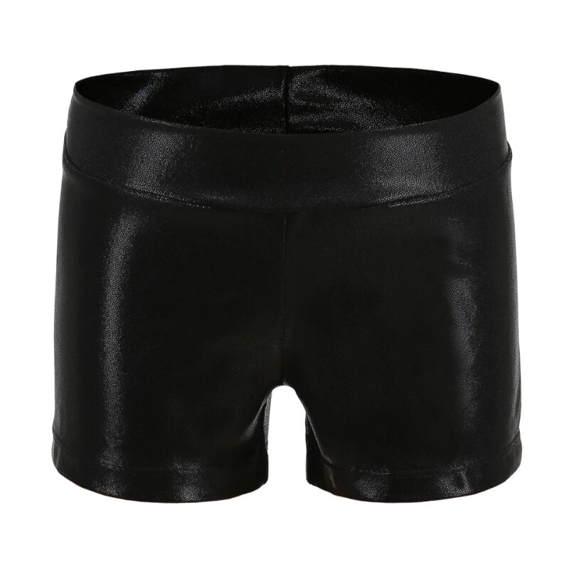 Niñas Lo último Pantalones Cortos Metálicos Brillantes Gimnasia Atléticos Modernos Baile Fiesta Pantalones Foto 4 de 4