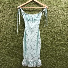 PRETTYLITTLETHING mesh frill hem bodycon Dress Mint UK 4