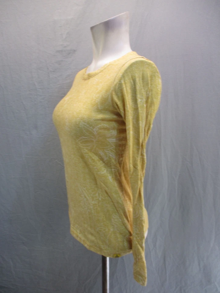 Sudadera deportiva Prana talla XS amarilla manga larga algodón orgánico para mujer 7W938 Foto 3 de 4