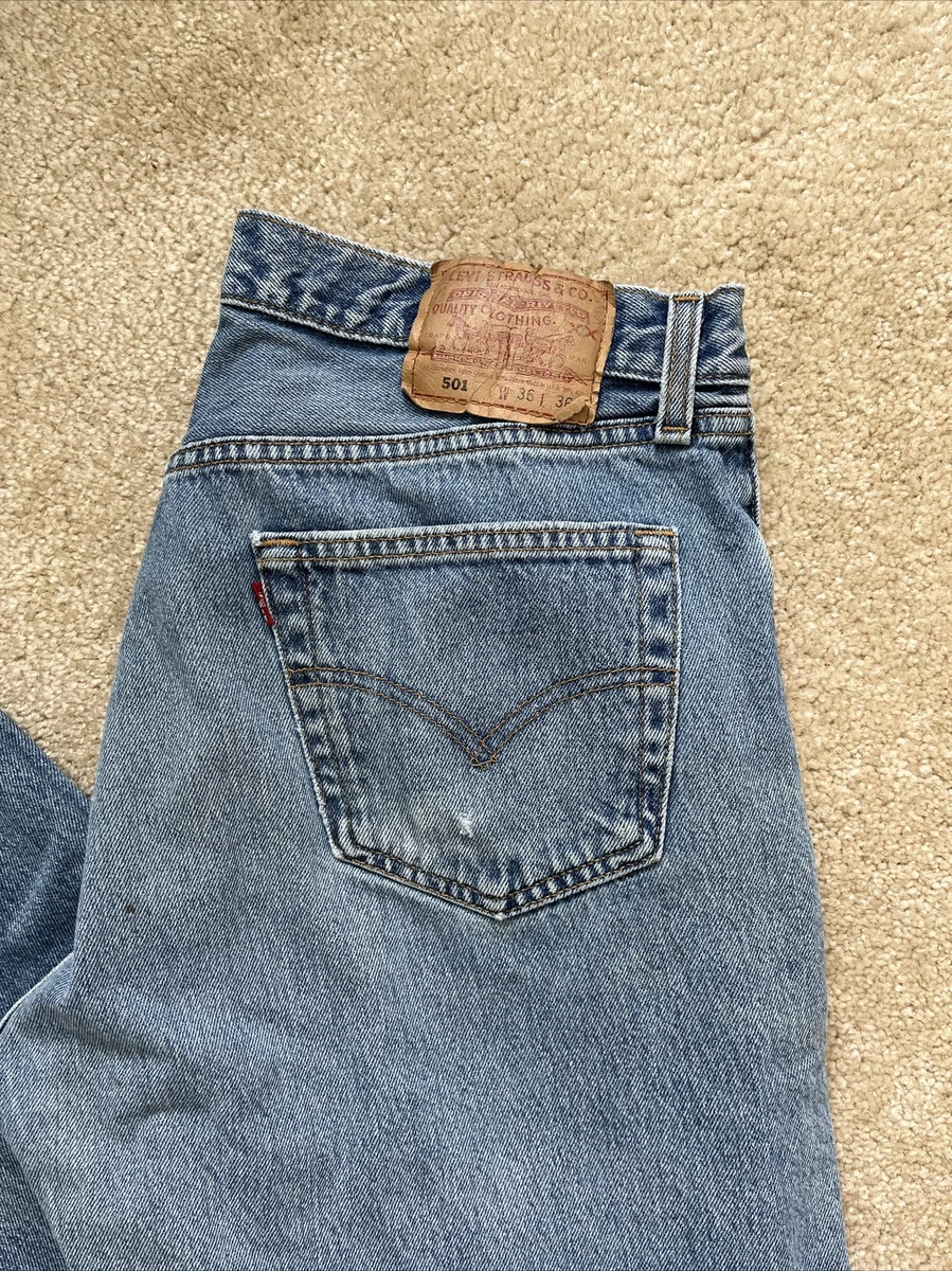 Vintage Levis 501 Jeans 36 x 36 USA Made Button Fly Straight Leg