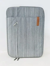 Lacdo Padded Tablet Pouch Case Zipper Gray Striped Sleeve 14”