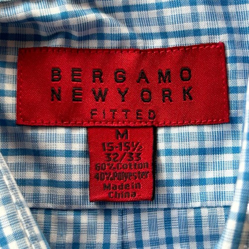 Bergamo New York Dress Shirt Mens Size 15-15.5 - 32/33 Button Up Blue Check - Picture 2 of 9