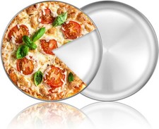 Deedro Pizza Baking Pan Sheet, 10 inch Stainless Steel 2 Pieces, Silver 