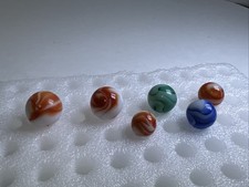 350 Lot Of 6 Vintage Alley Agate Swirl Marbles .535-.735  