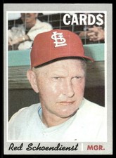 Red Schoendienst 1970 Topps #346 St. Louis Cardinals Vintage Baseball Card 