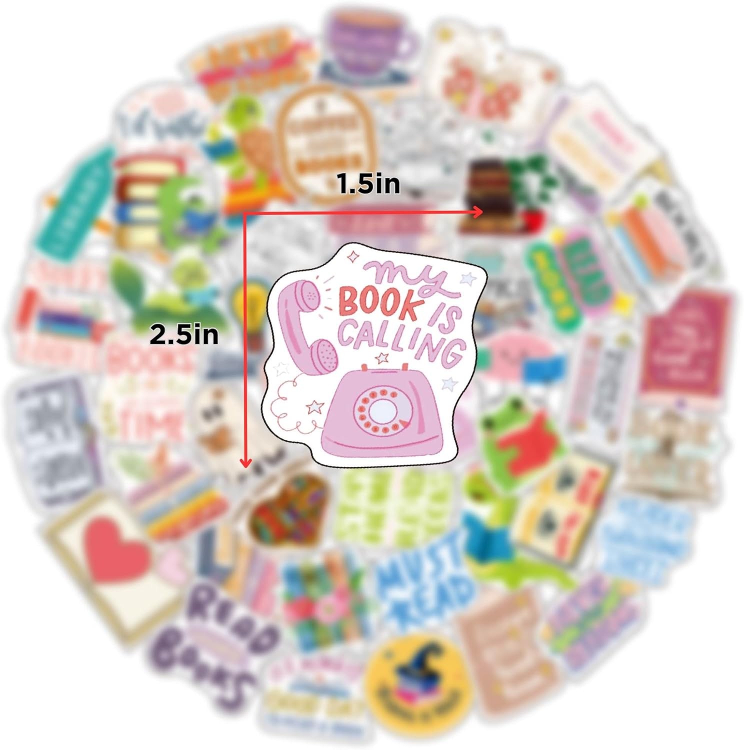 Reading Book Stickers Bookish for Water Bottle Colorful Lover 