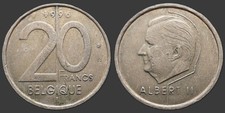 Coin Belgique 1996 – (en) Coin alignment 20 francs - Albert II en franç