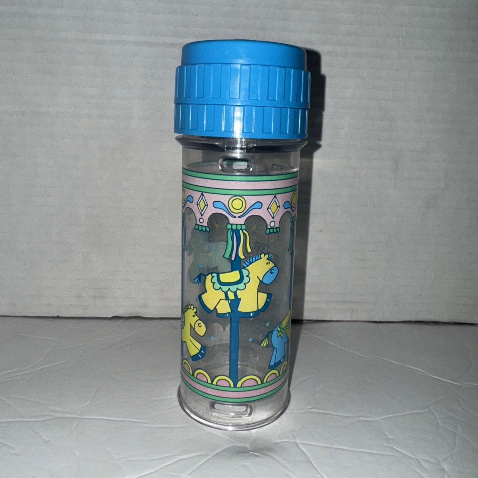 Vtg Playtex Decorated Drop In Baby Bottle 8 oz Nipple CAROUSEL HORSES 1988