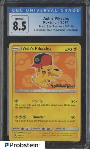 2017 Pokemon BSP I Choose You! Purchase Campaign #SM110 Ash' Pikachu CGC 8.5