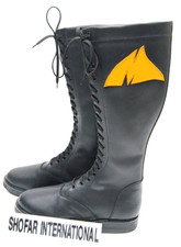 Black Leather Wrestling Boots Men's Lace Up Pro Boxing Cosplay Costume Boots