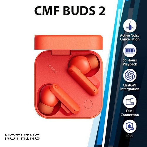 NOTHING CMF Buds 2 Earbuds (ORANGE/Wireless/Active Noise Cancellation/Bluetooth) - 第 1/8 張圖片