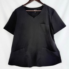 Scrubstar Womens Scrub Top XL Black Short Sleeve V Neck Medical Workwear