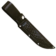 BLACK LEATHER SHEATH FOR UP TO 6" NARROW STRAIGHT FIXED BLADE KNIFE, SH210
