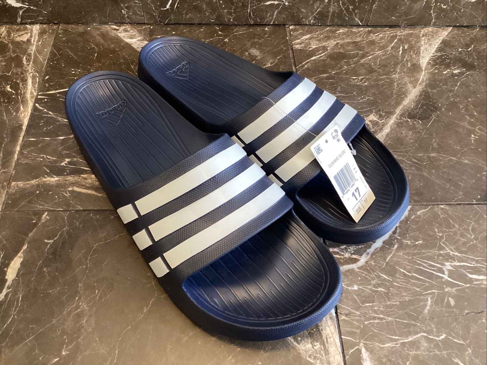 adidas Mens Size 16 Duramo Slides Flip Flops Sandals G15892 Navy Blue White  for sale online | eBay