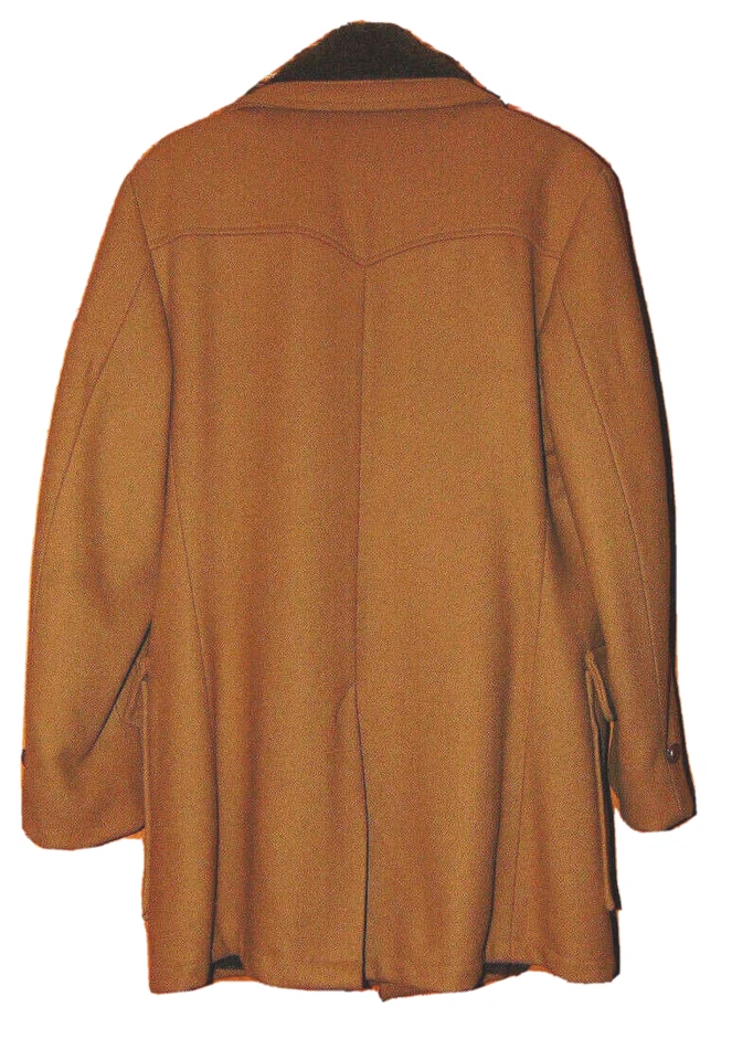 VINTAGE WEATHER CASTER MENS COAT BEIGE WOOL COAT FAUX FUR WESTERN STYLE COAT~M - Image 4 of 4