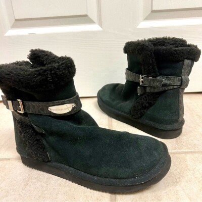 Michael Kors Sandy Suede Sherpa Boot Black womens size 9M