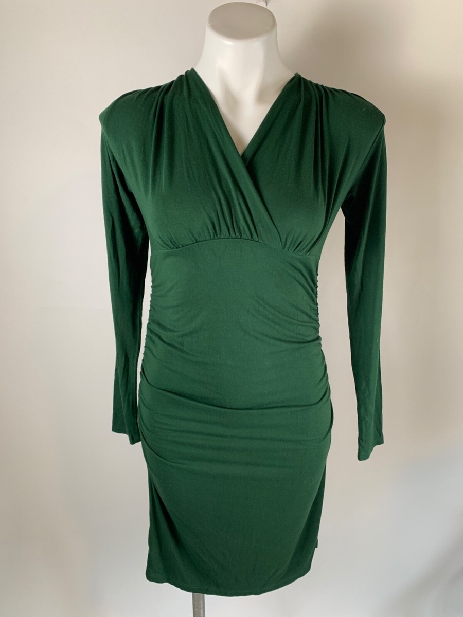 Olian Maternity Green Ruche Surplice Bodice Stretch Empire Dress XS  Excellent | eBay