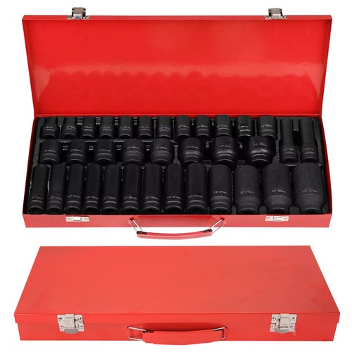 35pcs 1/2" Drive Deep Impact Socket Set 8-32MM CR-V Steel Metric Workshop Tool - Picture 7 of 12