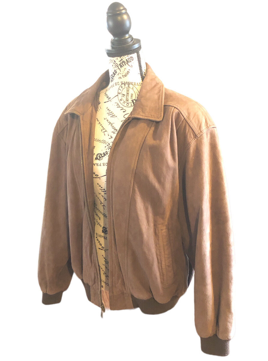 Preston & York Vintage 1980's Genuine Brown Leather Bomber Jacket Large Preston & York Vintage 1980's Genuine Brown Leather Bomber Jacket Large