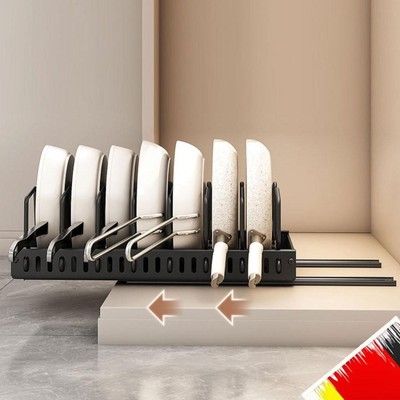 Pull Out Pot Lid Holder Sliding Dish Drying Shelf Sliding Lid Holder Pan Racks
