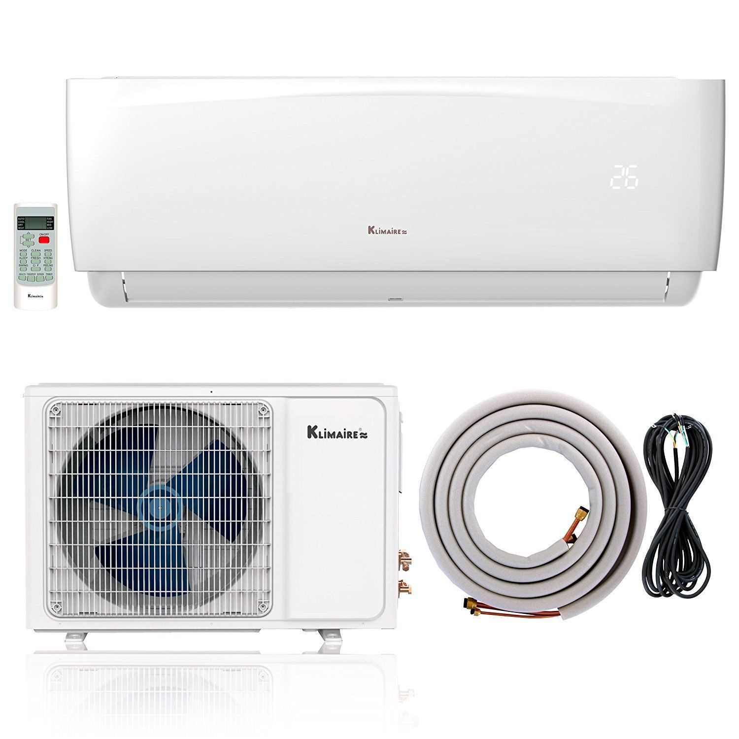 Klimaire 24000 Btu 15.5 SEER AC Ductless Mini Split Inverter Heat Pump 208-230V