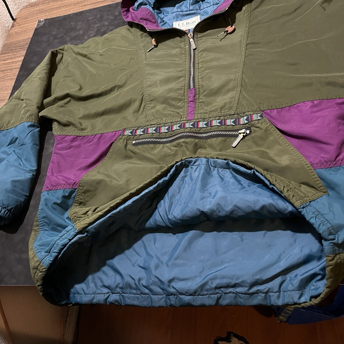 Vintage LL Bean Aztec Anorak Hoodie Jacket 3M Thinsulate USA