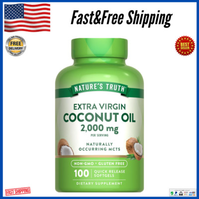 Cápsulas de aceite de coco 2000 mg - Promueve un cabello, piel y uñas hermosos,,
