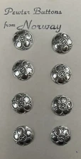 Vintage Pewter Buttons 8 Excellent Quality!🌸 3/4” Norwegian Marked T-P B
