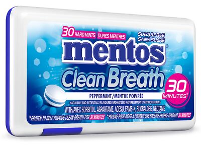 Mentos Clean Breath Mints - Peppermint Flavour - Pack of 12 - 30pc
