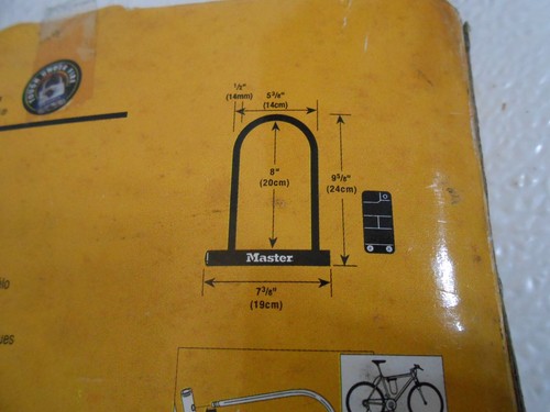 Bicycle Bike U Lock Master Lock 8175D W/ Carrier Bracket 2003 Cylindrical KeyNew - Picture 10 of 15