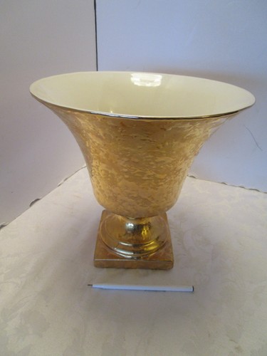 Vintage Ceramic Weeping 24K Gold dripped Encrusted jardinière Planter 10.25” T - Picture 7 of 8