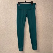 Lululemo Women Size 4  Wunder Under Pant III FORT/WHT Forage Teal Green