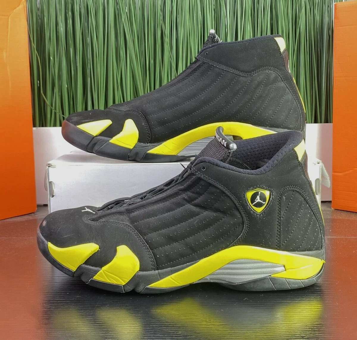 Transformador Tren Privación RARE Nike Air Jordan Retro 14 Thunder Black Yellow Mens Shoes 487471-070  Size 12 | eBay