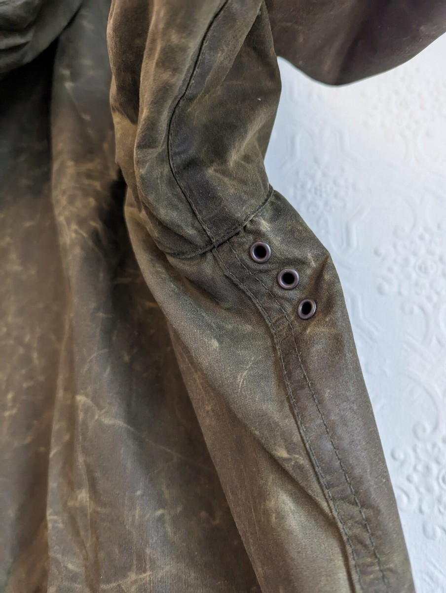 BARBOUR Burghley Long Waxed Cotton Riding Coat, size 44/112