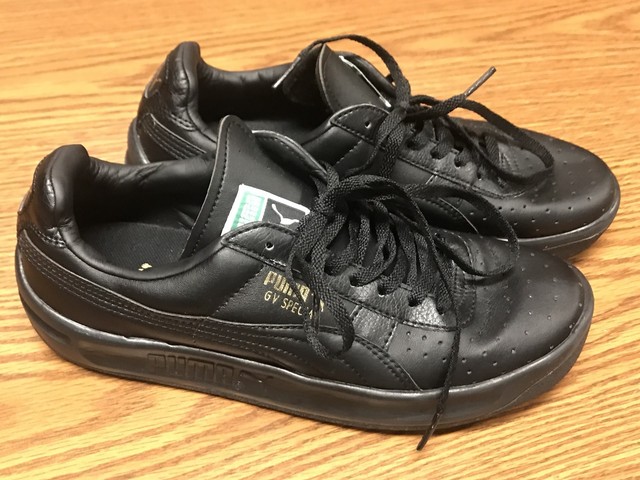 puma shoes black leather