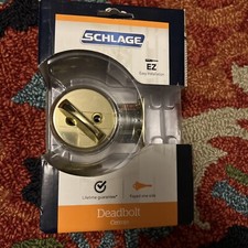 Schlage Single Cylinder Deadbolt Bright Brass Keyed One Side