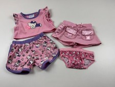 Build A Bear Hello Kitty Clothes Pajamas Pjs pink Purple Top Shirt Bottom Shorts