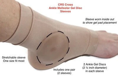 CRS Cross Ankle Malleolar Gel Disc Sleeves-ice skating, hockey, hiking boot-pair