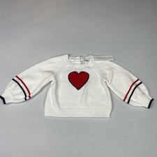 Janie Jack Infant Baby Girl 12-18M Bell Sleeve Sweater with Red Heart