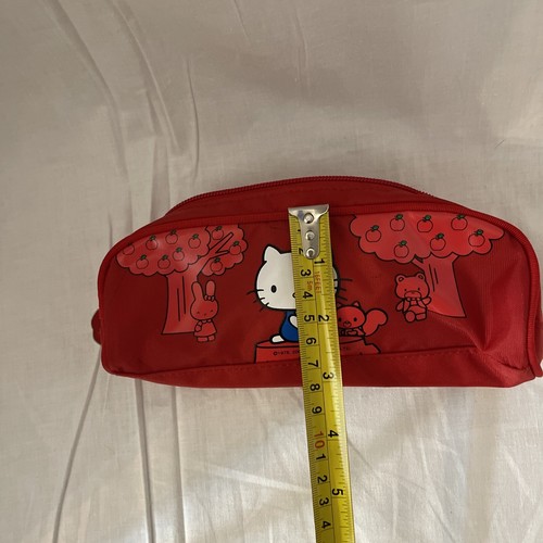 Sanrio 2007 Hello Kitty Pencil Pouch Red Apple Zip Up Hand Bag Pen Case - Picture 10 of 11